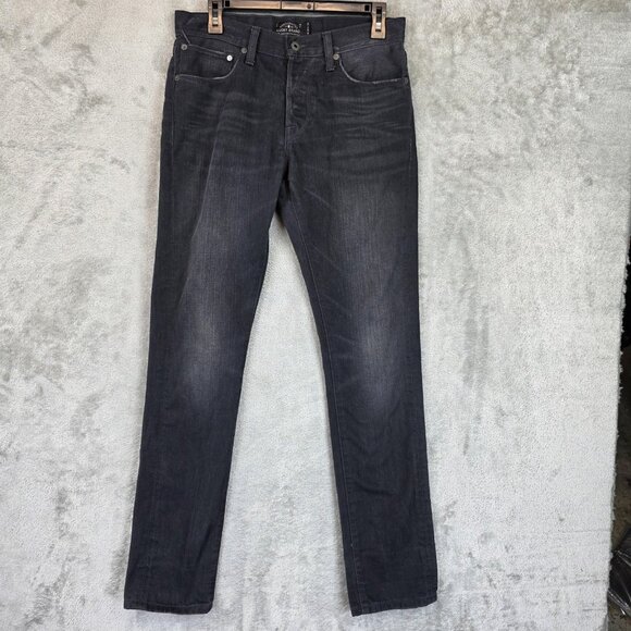 Lucky Brand Jeans Mens 29x32 Charcoal Gray 1 Authentic Skinny Button Fly Denim - Picture 1 of 16